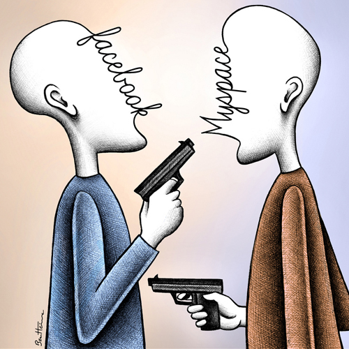 Facebook Vs Myspace (Ben Heine)