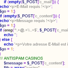 Développement : antispam