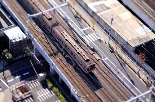 un vrai train en Tilt-Shift