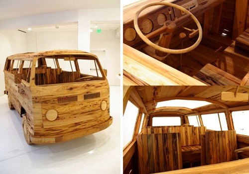 camionnette VW combi en bois