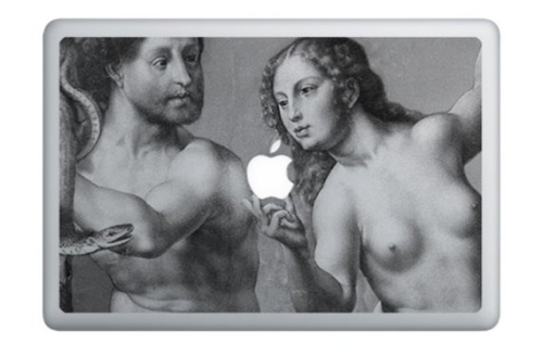 photo du sticker Adam et Eve sur un MacBook