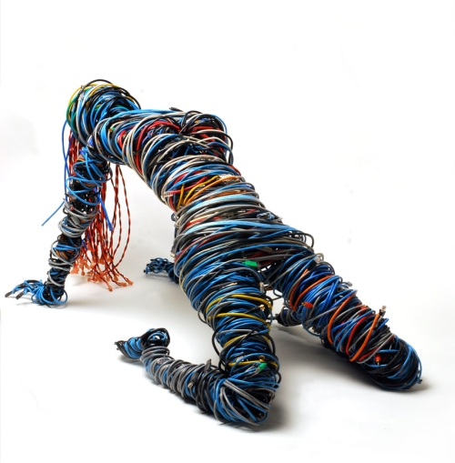 photo : silhouette femme en câbles