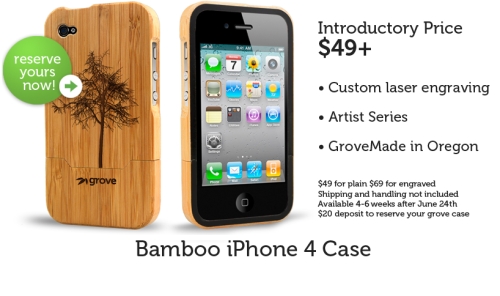 photo coque en bambou pour iPhone 4