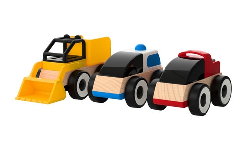 photo des jouets camions en bois LILLABO chez IKEA