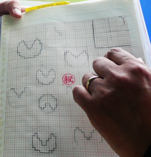 photo des croquis originaux du jeu Pac-Man