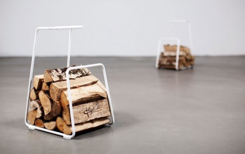 photo : panier à bois minimaliste