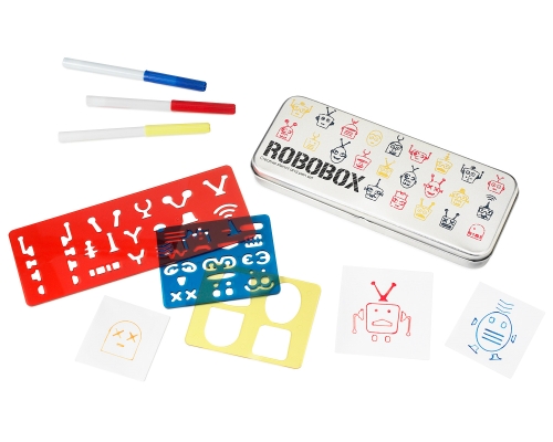 photo de la boîte de stencil Robobox pour dessiner des robots
