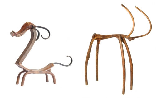 Photo des animaux en bois fabriqués avec des meubles recyclés de Marc Sparfel